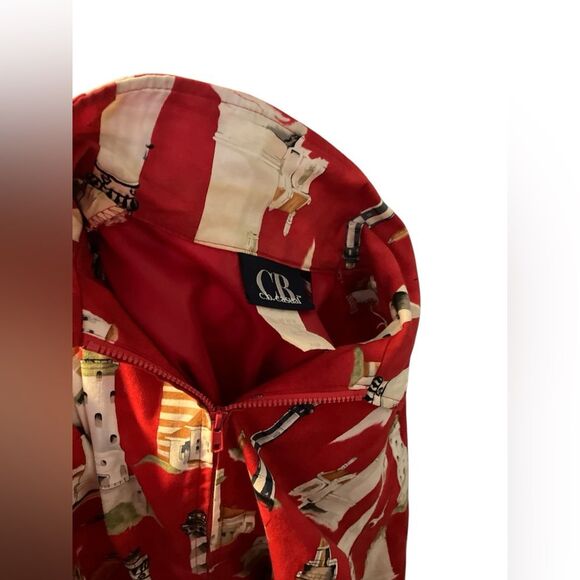 Lighthouse Vintage Jacket Size M Vacation Maine Spring Ocean Red - Picture 13 of 13